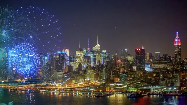 fireworks over the New York City Skyline on the Fourth of July