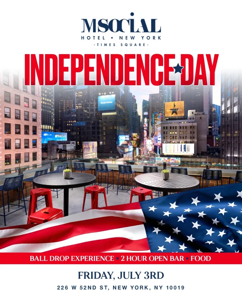 july 3rd party at m social nyc live ball drop view