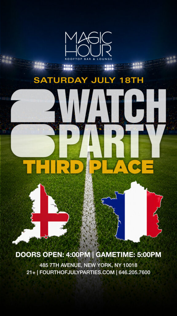 Magic Hour Rooftop venue for the England vs France World Cup watch party in Times Square